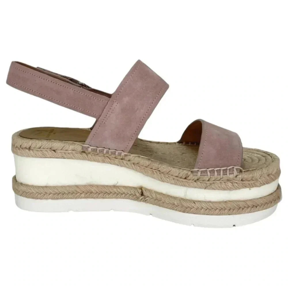 Marc Fisher LTD Platform Sandals 9M Gallia Pink Suede Jute Wrapped Slingback - Picture 3 of 13